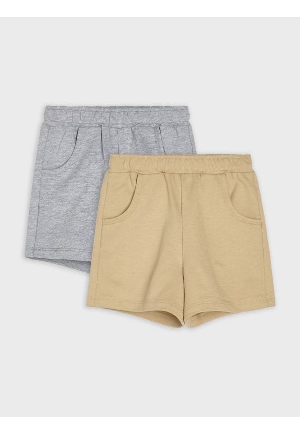 Sinsay - Bawełniane szorty 2 pack - beżowy. Kolor: beżowy. Materiał: bawełna