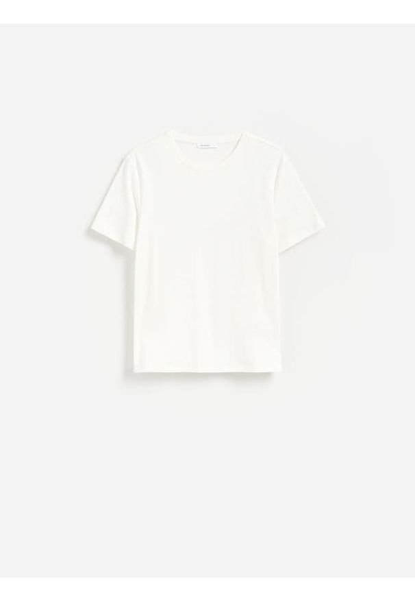 Reserved - Bawełniany t-shirt - biały. Kolor: biały. Materiał: bawełna. Wzór: gładki
