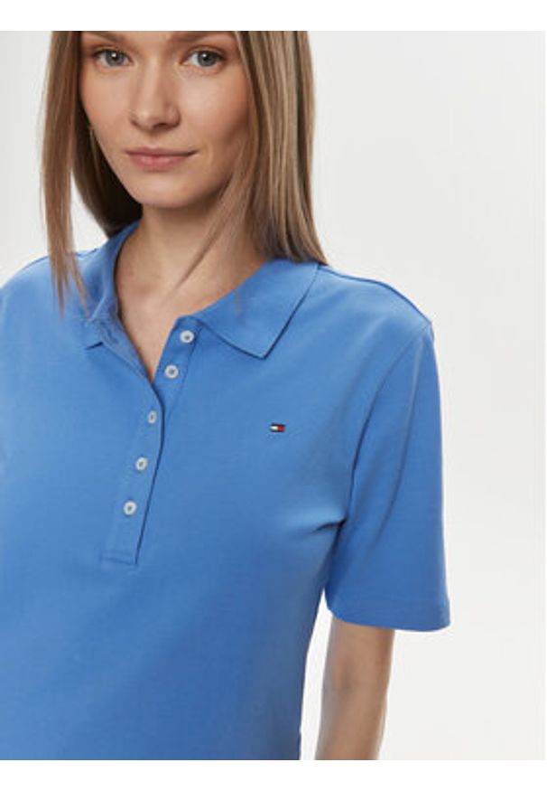 TOMMY HILFIGER - Tommy Hilfiger Polo 1985 WW0WW37820 Niebieski Regular Fit. Typ kołnierza: polo. Kolor: niebieski. Materiał: bawełna