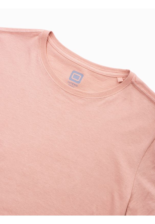 Ombre Clothing - T-shirt męski bawełniany BASIC - różowy V9 S1370 - XXL. Kolor: różowy. Materiał: bawełna. Styl: klasyczny