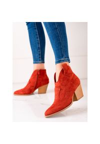 Lucky Shoes Czerwone Zamszowe Kowbojki. Kolor: czerwony. Materiał: zamsz #4