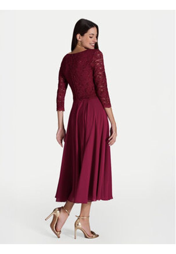 Swing Sukienka koktajlowa 5AI08900 Bordowy Regular Fit. Kolor: czerwony. Materiał: syntetyk. Styl: wizytowy