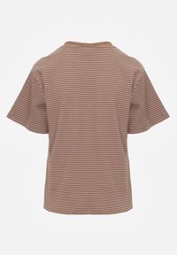 Born2be - Brązowy Klasyczny T-shirt z Bawełny o Prostym Kroju Phemeni. Okazja: na co dzień. Kolor: brązowy. Materiał: bawełna. Styl: klasyczny #7