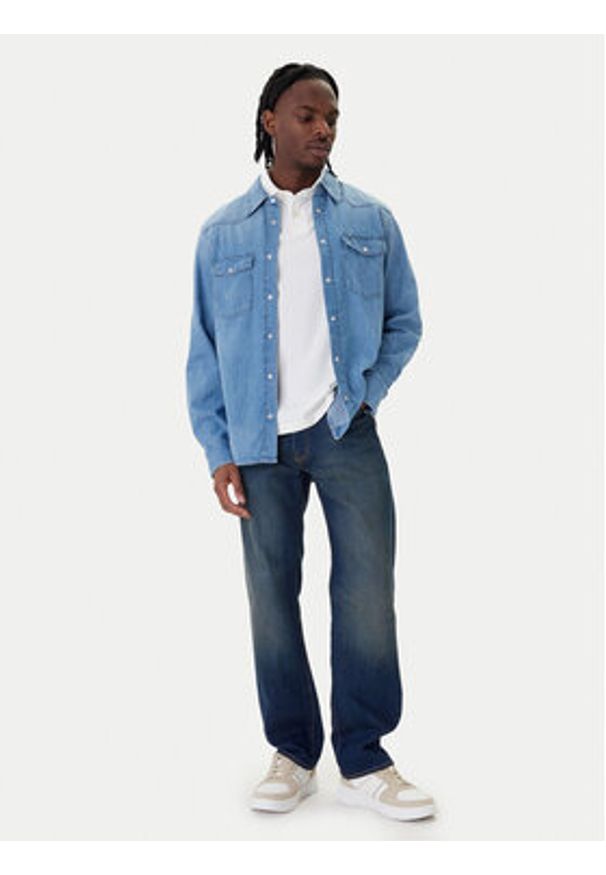 Tommy Jeans Koszula jeansowa Western DM0DM23029 Niebieski Regular Fit. Kolor: niebieski. Materiał: bawełna