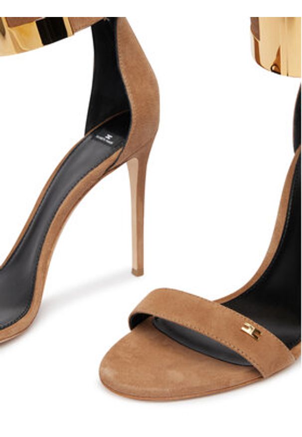 Elisabetta Franchi Sandały SA-91L-62E2-V600 Brązowy jasny. Kolor: brązowy. Materiał: skóra, zamsz