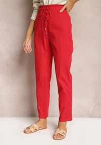 Renee - Czerwone Spodnie z Regularnym Stanem Ściągane Sznurkiem Aryle. Kolor: czerwony #6