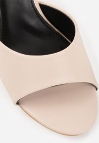 Born2be - Beżowe Klapki na Szpilce w Klasycznym Stylu Vilinesha. Okazja: na co dzień. Kolor: beżowy. Materiał: jeans. Obcas: na szpilce. Styl: klasyczny #9