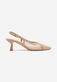 Renee - Beżowe Przezroczyste Sandały Vices na Kaczuszce Typu Slingback Atilessa. Zapięcie: sprzączka. Kolor: beżowy. Materiał: jeans. Sezon: lato. Obcas: na szpilce. Styl: klasyczny, elegancki, wizytowy #5