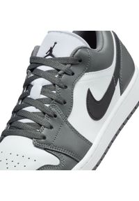 Nike Air Jordan 1 Low Iron Grey Sneakersy męskie. Okazja: na co dzień. Kolor: szary. Materiał: skóra. Szerokość cholewki: normalna. Model: Nike Air Jordan #4