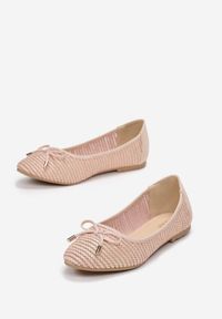 Renee - Różowe Balerinki Anaviane. Nosek buta: okrągły. Kolor: różowy. Materiał: koronka. Szerokość cholewki: normalna. Wzór: aplikacja #4