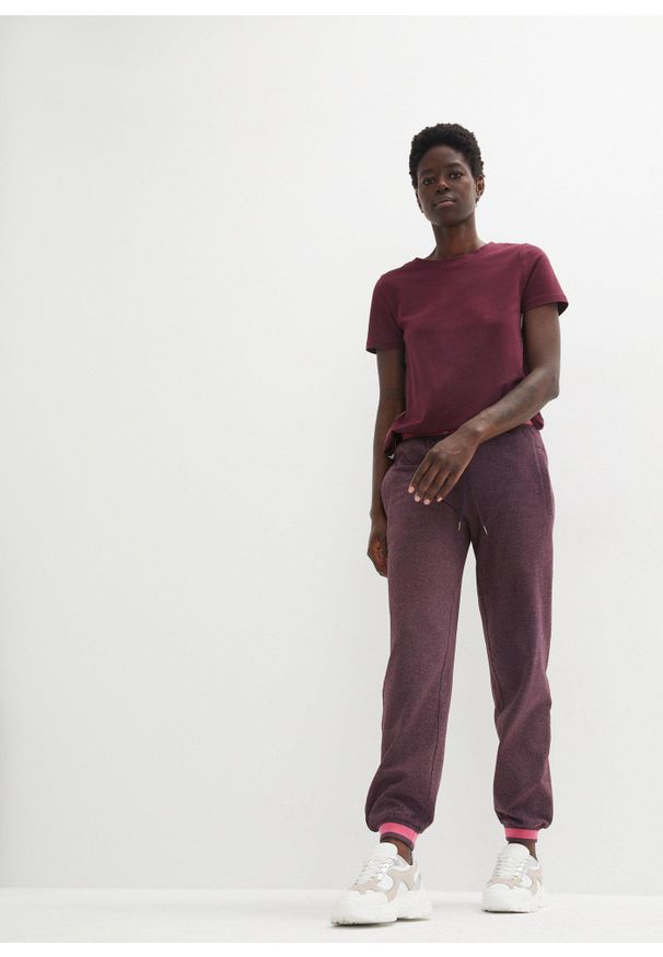 bonprix - Spodnie dresowe z mieszanki bawełny, 2-pak. Kolor: czarny. Materiał: bawełna, dresówka. Wzór: prążki