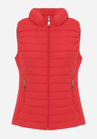 Renee - Czerwona Kamizelka ze Stójką z Pikowaniem i Kieszeniami Valoreth. Okazja: na spotkanie biznesowe, na co dzień. Typ kołnierza: kołnierzyk stójkowy. Kolor: czerwony. Styl: elegancki, biznesowy, klasyczny, casual #3