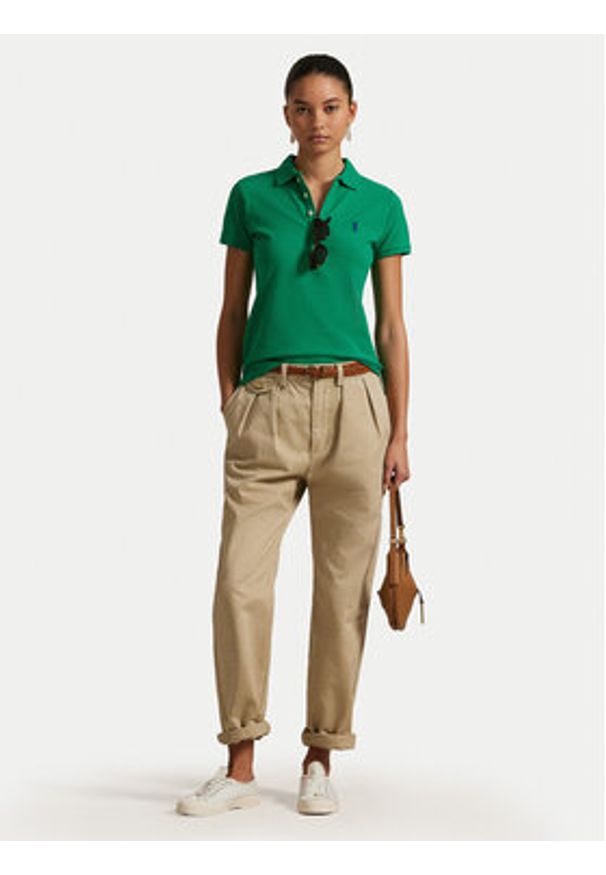 Polo Ralph Lauren Polo 211870245026 Zielony Slim Fit. Typ kołnierza: polo. Kolor: zielony. Materiał: bawełna