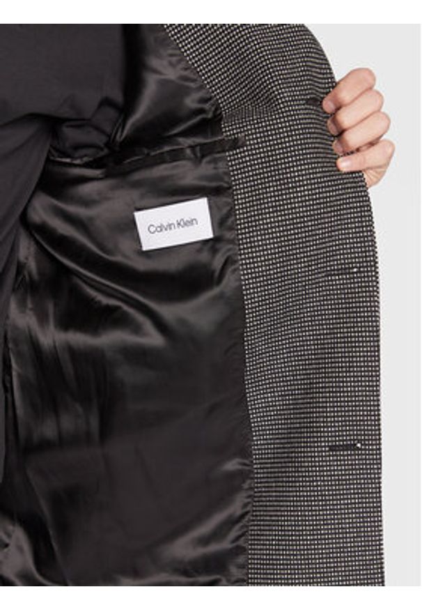 Calvin Klein Płaszcz wełniany Statement K10K109952 Czarny Regular Fit. Kolor: czarny. Materiał: wełna