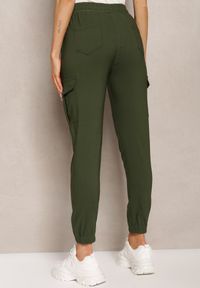 Renee - Ciemnozielone Spodnie High Waist o Fasonie Bojówek Istredda. Stan: podwyższony. Kolor: zielony. Materiał: materiał. Wzór: moro. Styl: militarny #3