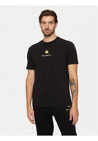 Karl Lagerfeld - KARL LAGERFELD T-Shirt 755461 551235 Czarny Regular Fit. Typ kołnierza: dekolt w karo. Kolor: czarny. Materiał: bawełna #3