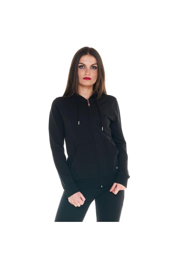 LEONE 1947 APPAREL - Damska podstawowa bluza z kapturem i zamkiem. Typ kołnierza: kaptur. Kolor: czarny. Materiał: tkanina. Sport: fitness