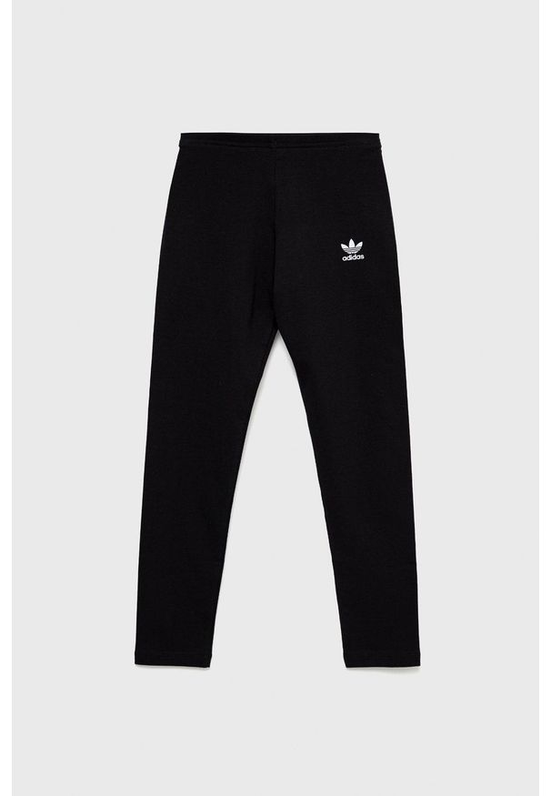 adidas Originals legginsy dziecięce kolor czarny gładkie. Kolor: czarny. Materiał: bawełna, materiał, dzianina. Wzór: gładki