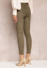 Renee - Zielone Spodnie Skinny High Waist z Guzikami Lehga. Stan: podwyższony. Kolor: zielony