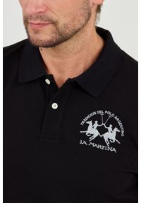 La Martina - LA MARTINA Czarny męski longsleeve polo Piquet Stretch, Rozmiar XXL. Typ kołnierza: polo. Kolor: czarny. Długość rękawa: długi rękaw #5