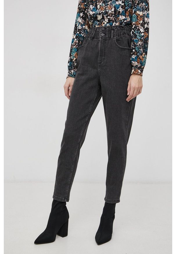 Vila Jeansy Mia damskie high waist. Stan: podwyższony. Kolor: szary