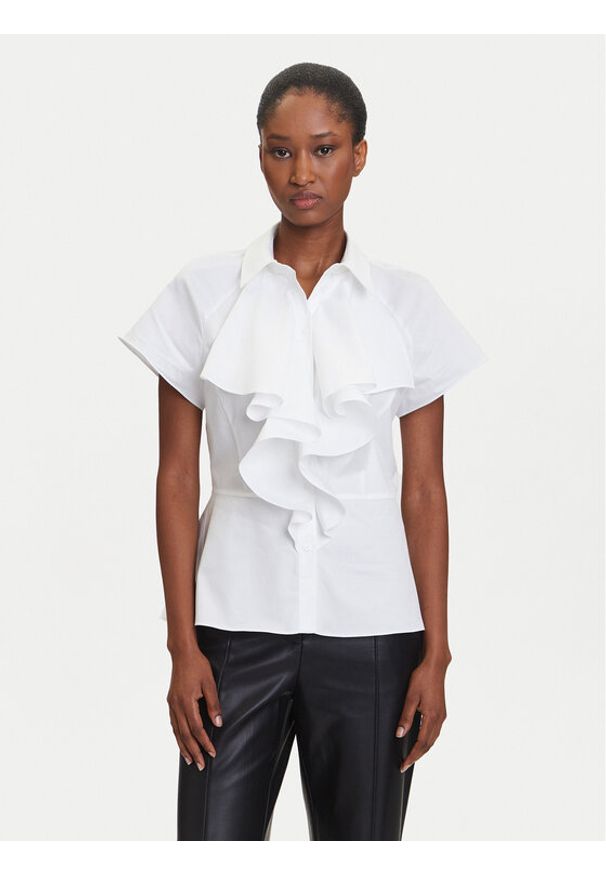 Karl Lagerfeld - KARL LAGERFELD Koszula A3W11035 Biały Regular Fit. Typ kołnierza: dekolt w karo. Kolor: biały. Materiał: bawełna