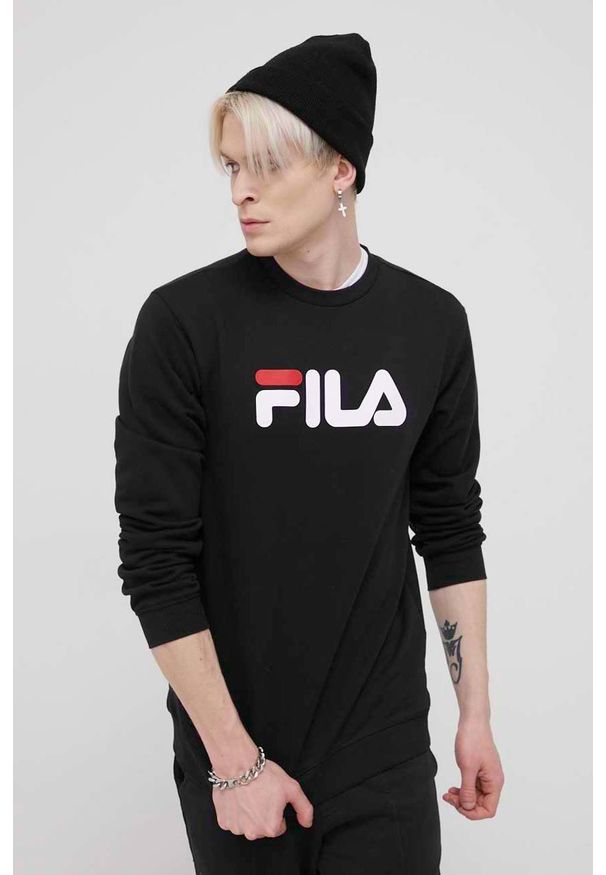 Fila bluza męska kolor czarny z nadrukiem. Kolor: czarny. Wzór: nadruk