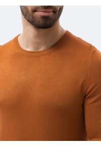 Ombre Clothing - Sweter męski E177 - camel - XXL. Materiał: nylon, wiskoza. Styl: klasyczny #4