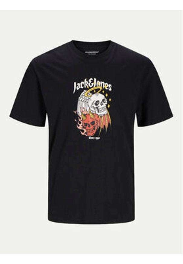Jack & Jones T-Shirt Seven Skull 12262491 Czarny Regular Fit. Kolor: czarny. Materiał: bawełna