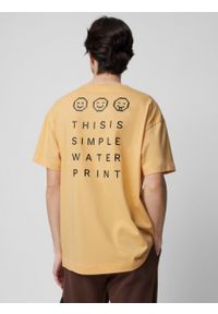 outhorn - T-shirt oversize z nadrukiem męski - żółty. Okazja: na co dzień. Kolor: żółty. Materiał: bawełna, jersey. Wzór: nadruk. Styl: casual #3