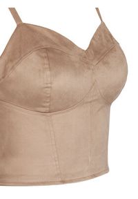 Guess Top W6RH03 WJ472 Beżowy Slim Fit. Kolor: beżowy. Materiał: syntetyk #2