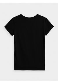 4f - T-shirt damski. Kolor: czarny. Materiał: bawełna, dzianina. Długość rękawa: krótki rękaw. Styl: klasyczny