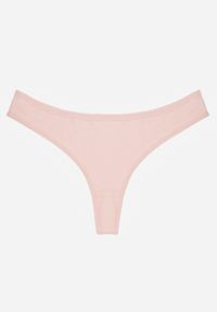 Renee - Różowe Gładkie Majtki Stringi z Bawełną Chrysile. Kolor: różowy. Materiał: bawełna. Wzór: gładki #1