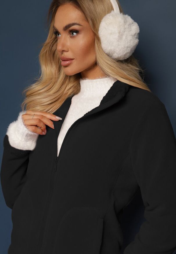 Renee - Czarna Rozpinana Bluza z Weluru Asinya. Okazja: na co dzień. Kolor: czarny. Materiał: welur. Styl: casual