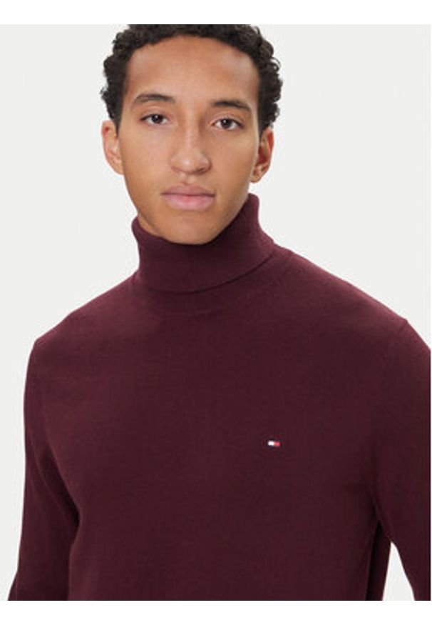 TOMMY HILFIGER - Tommy Hilfiger Golf MW0MW28048 Bordowy Regular Fit. Typ kołnierza: golf. Kolor: czerwony. Materiał: bawełna