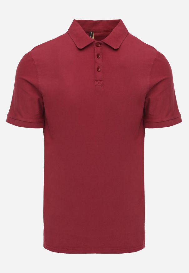 Born2be - Bordowa Gładka Koszulka Polo o Klasycznym Kroju Sinopea. Okazja: na co dzień, do pracy, na spotkanie biznesowe. Typ kołnierza: polo. Kolor: czerwony. Materiał: jeans. Wzór: gładki. Styl: klasyczny