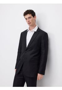 Reserved - Lniana marynarka slim fit - czarny. Kolor: czarny. Materiał: len #1