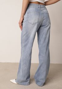 Born2be - Niebieskie Szerokie Jeansy z Bawełny z Wysokim Stanem Eshireth. Okazja: do pracy, na co dzień. Stan: podwyższony. Kolekcja: plus size. Kolor: niebieski. Długość: krótkie. Styl: klasyczny, casual #3