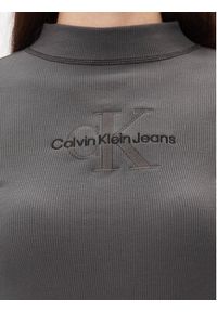 Calvin Klein Jeans Golf Hero Monologo J20J222973 Szary Slim Fit. Typ kołnierza: golf. Kolor: szary. Materiał: bawełna