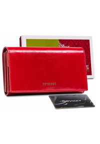 Portfel damski czerwony Peterson PTN PL-411-RED. Kolor: czerwony. Materiał: skóra