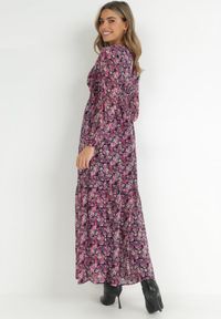 Born2be - Fuksjowa Sukienka z Kopertowym Dekoltem i Gumką w Talii Meno. Kolor: różowy. Materiał: tkanina. Typ sukienki: kopertowe #4