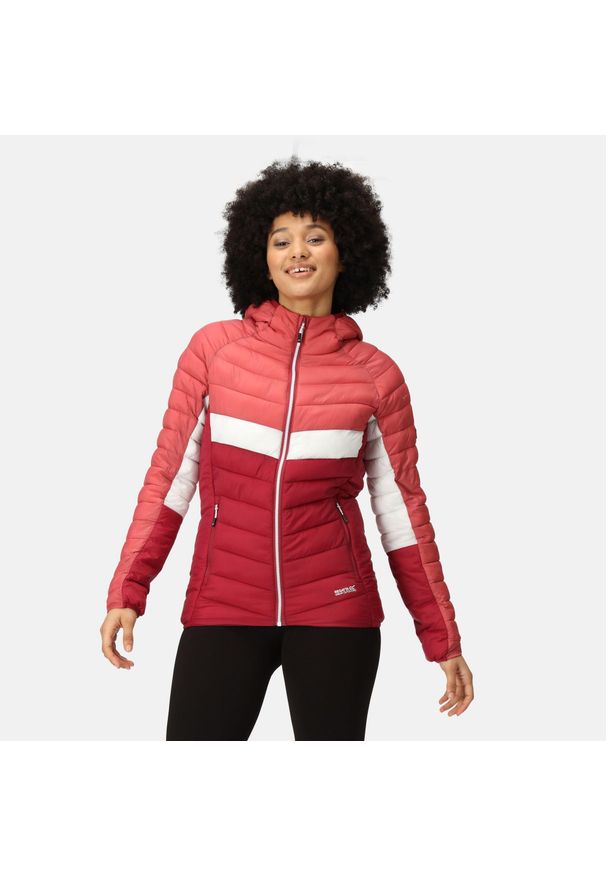 Kurtka turystyczna zimowa damska Harrock II Regatta pikowana. Kolor: czerwony. Materiał: puch. Sezon: zima. Sport: turystyka piesza