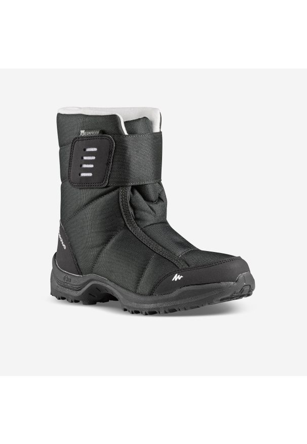 quechua - Buty turystyczne śniegowce dla dzieci Quechua SH100 Warm wodoodporne. Zapięcie: rzepy. Kolor: czarny. Sezon: zima. Sport: turystyka piesza