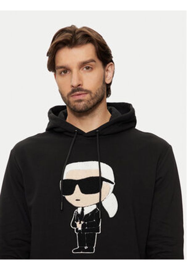 Karl Lagerfeld - KARL LAGERFELD Bluza 705075 544950 Czarny Regular Fit. Typ kołnierza: dekolt w karo. Kolor: czarny. Materiał: bawełna