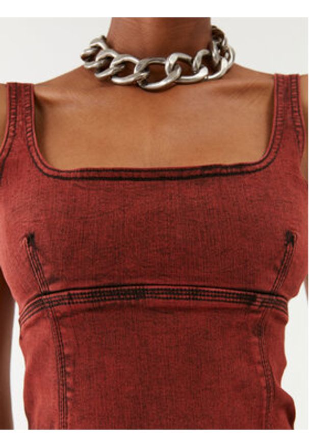 Patrizia Pepe Top 8C0615/D047-R805 Bordowy Slim Fit. Kolor: czerwony. Materiał: bawełna