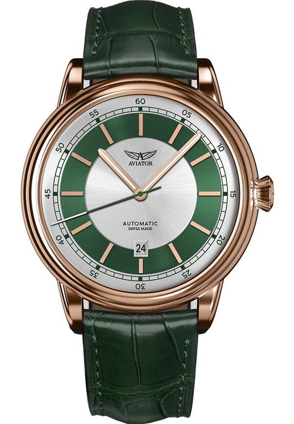 AVIATOR - Zegarek Aviator Zegarek męski Aviator V.3.32.2.271.4 zielony. Kolor: zielony