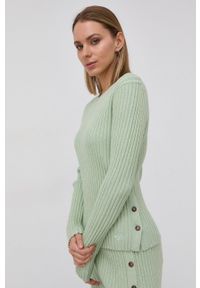 Tory Burch Sweter wełniany damski kolor zielony. Kolor: turkusowy. Materiał: wełna. Długość rękawa: długi rękaw. Długość: krótkie #5