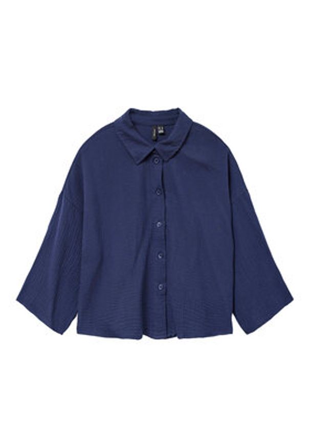 Vero Moda Koszula Natali 10279685 Granatowy Standard Fit. Kolor: niebieski. Materiał: bawełna