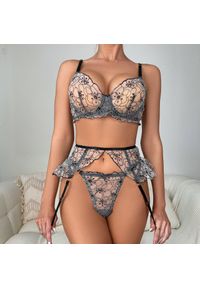 Intica - Komplet bielizny z koronkowymi detalami na specjalne okazje Eik. Kolor: czarny. Materiał: koronka. Wzór: aplikacja #2