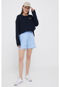 TOMMY HILFIGER - Tommy Hilfiger szorty lniane kolor niebieski gładkie high waist. Stan: podwyższony. Kolor: niebieski. Materiał: len. Wzór: gładki #2
